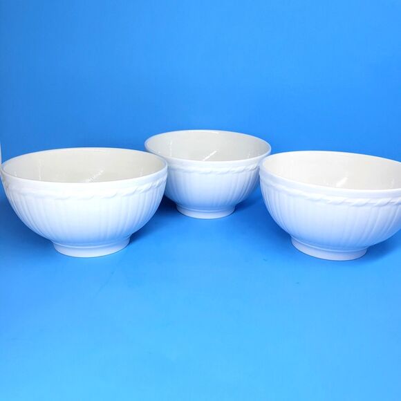 Villeroy And Boch  Cellini Set Of 3 White 5 5/8" Footed Rice Bowls EC - Picture 8 of 8